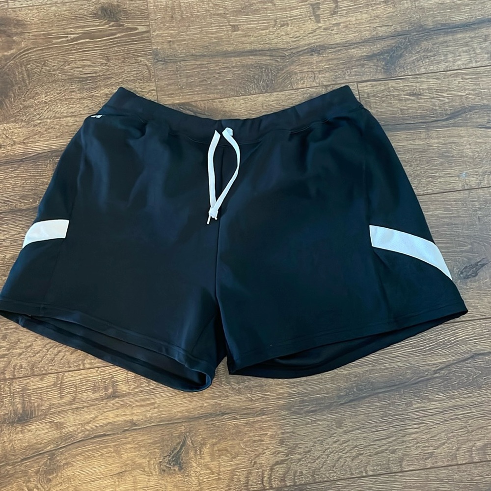 Russell Athletic Shorts black with white trim, drawstring waist size large
